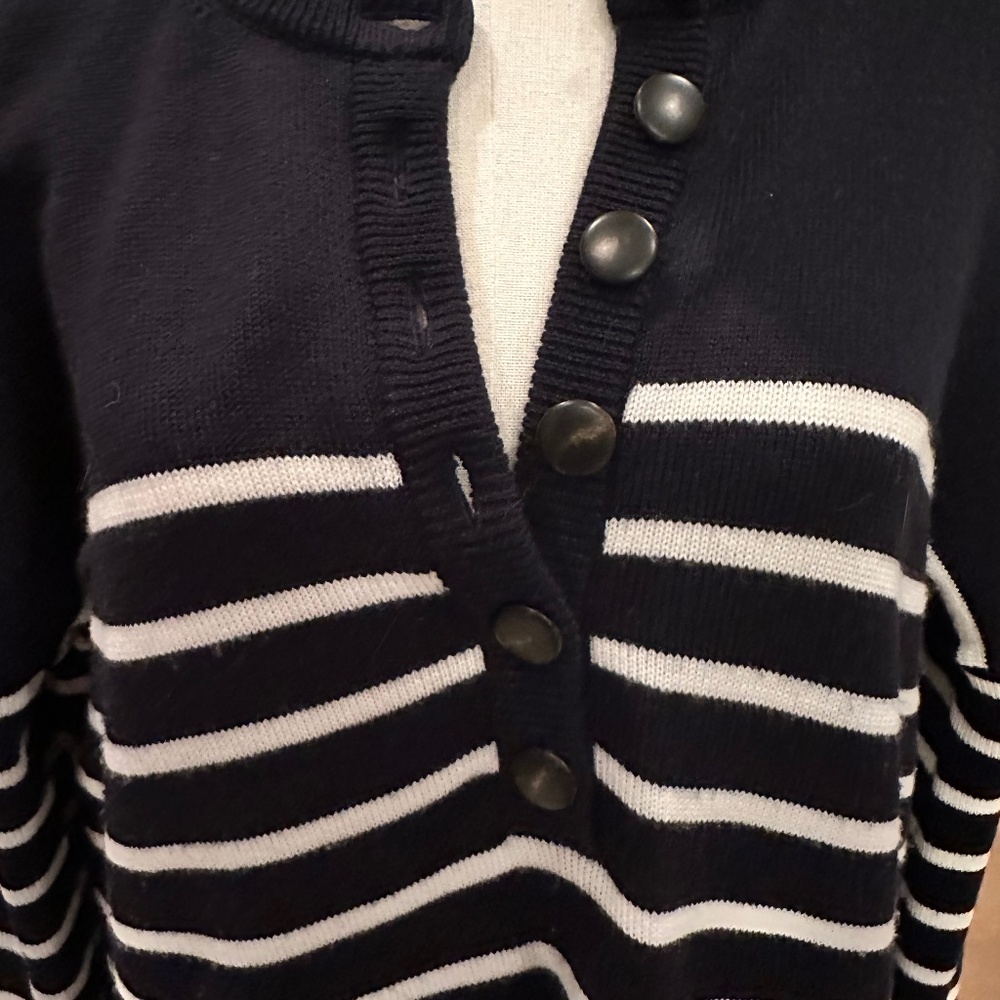 Sezane Evelyn Dress Navy / Ecru - Size M - Picture 3 of 11